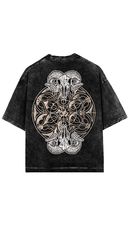 Circle of Goat Designed Vintage Oversized T-shirt