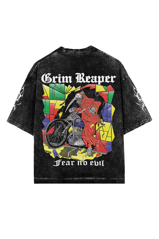 Grim Reaper Designed Oversized T-shirt