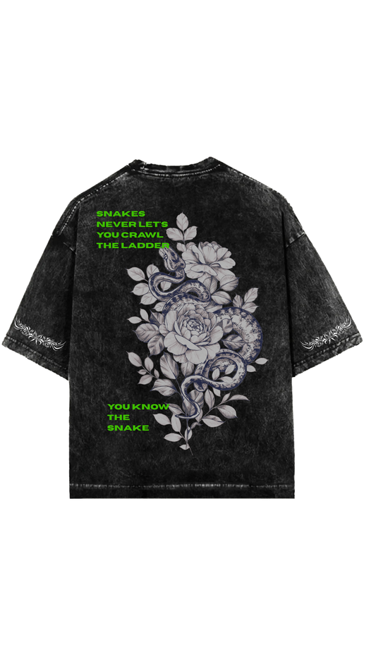 Snake& Roses Designed Vintage Oversized T-shirt